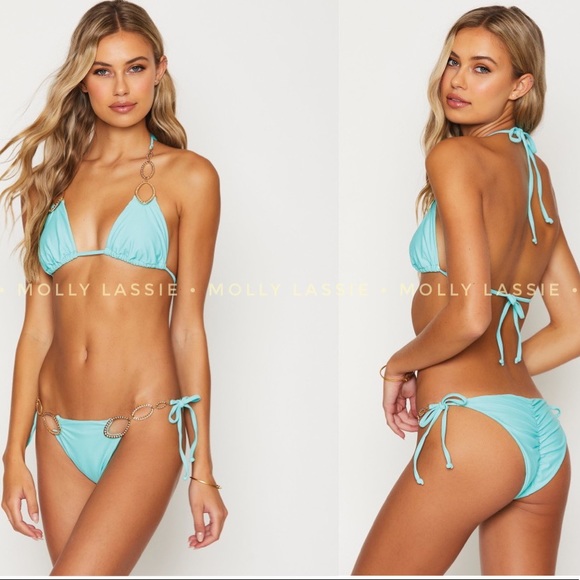 RHINESTONE CRYSTAL BIKINI TURQUOISE AQUA BLUE - Picture 2 of 6